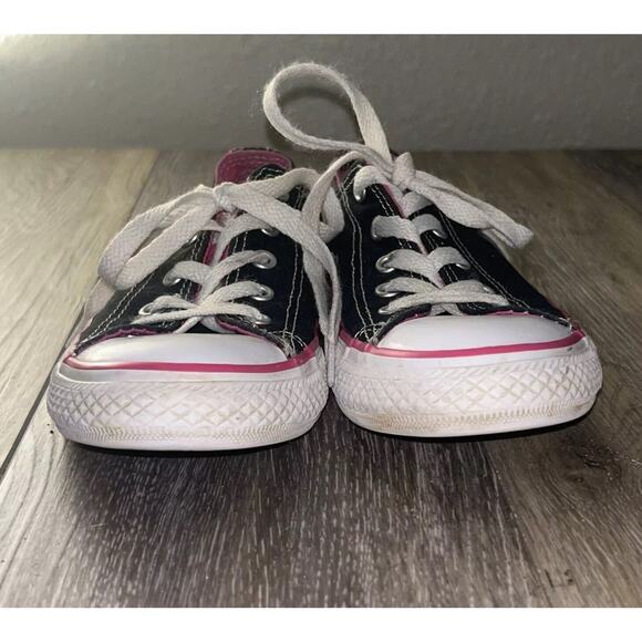 Converse Chuck Taylor All Star Youth US Size 2 Black Pink Sneaker Shoes 654365F - Picture 3 of 10